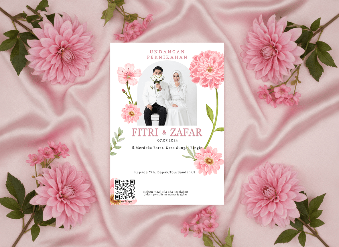 Undangan Pernikahan Pink Peony