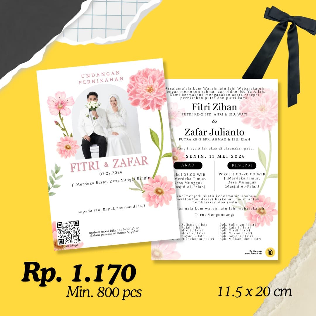 Undangan Pernikahan Pink Peony