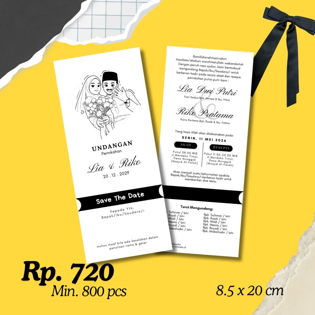 Undangan Pernikahan Black Semi Tiket
